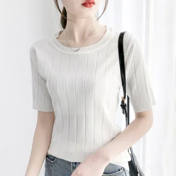 

Basic women t-shirts summer short sleeve korean janpan 2020 half sleeve round neck casual female tops tee t-shirts White Black