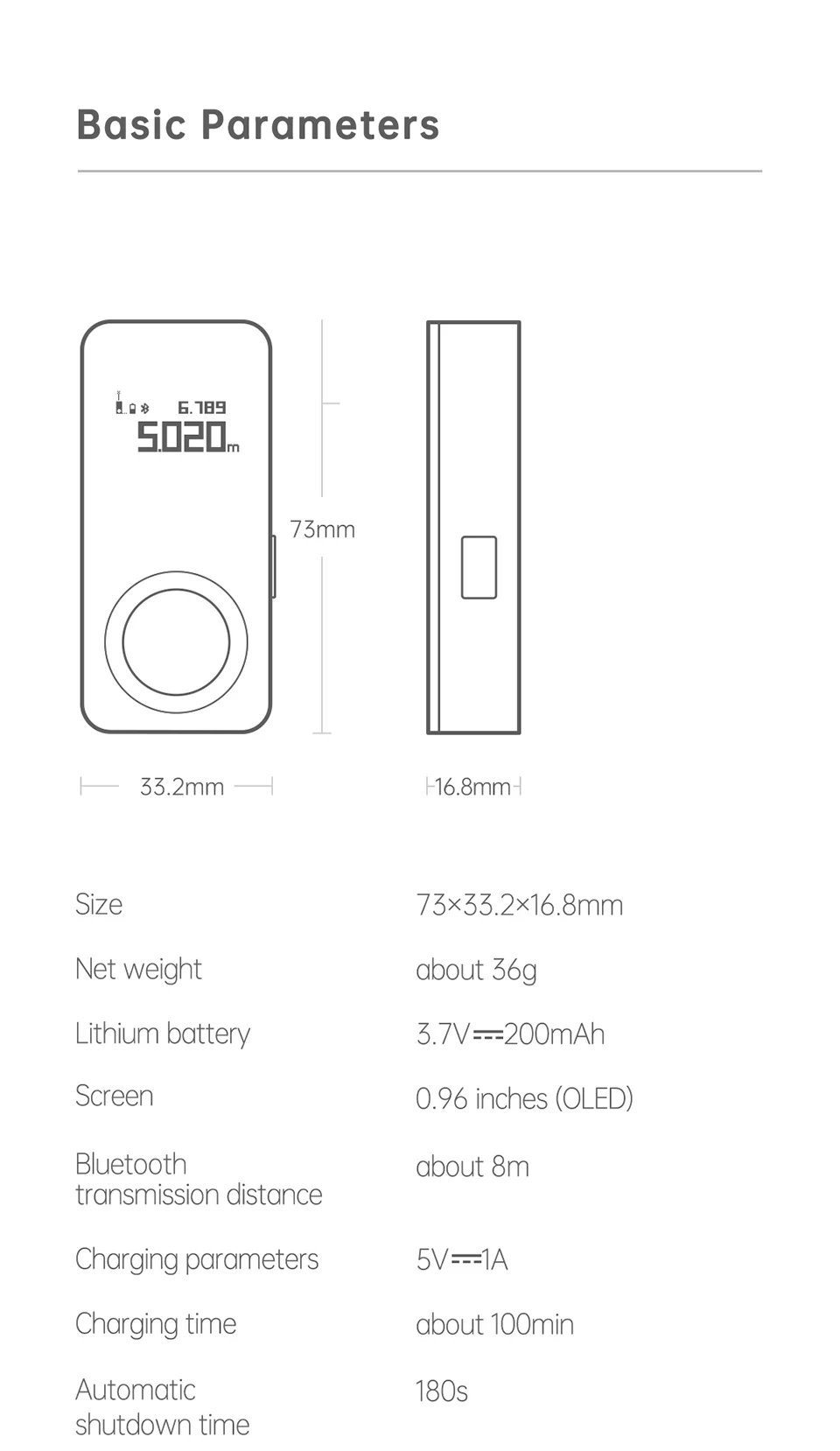 HOTO Laser Tape Measure Smart Laser Rangefinder Intelligent 30M Laser