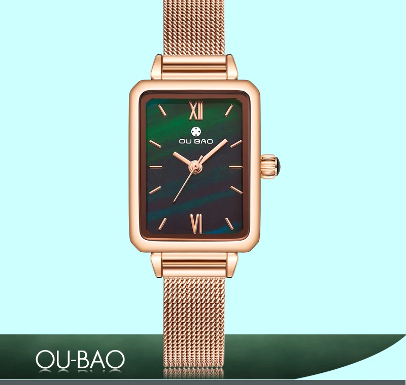 Women's Luxury Rosegold Watch Ladies Creative Rectangle Dress Quartz Wrist Watch Female Clock Stainless Steel Bracelet Relogio