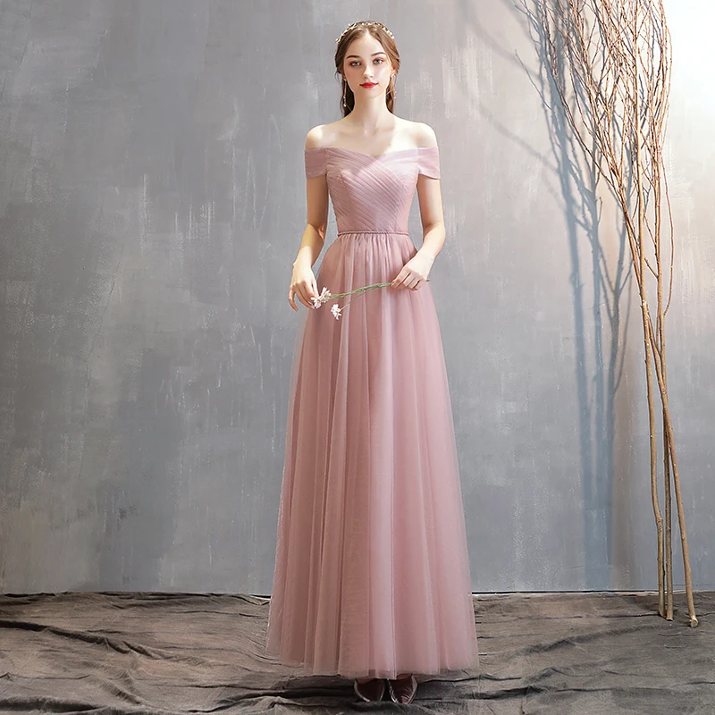 Robe De Soiree dusty розовое простое платье длинные платья подружек невесты Элегантное свадебное платье Mismatched vestido Longo торжественное платье для выпускного вечера