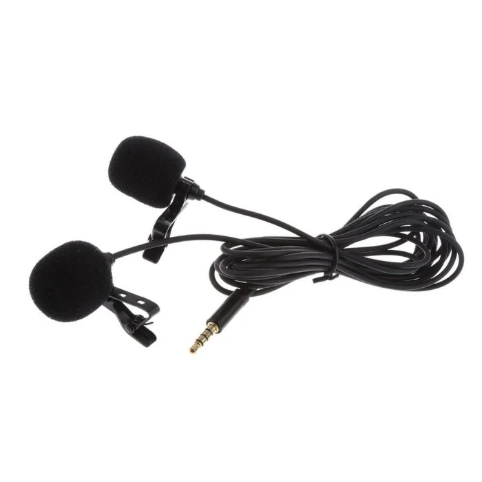 Мини петличный микрофон Lavalier двуглавый запись клип на микрофон для iPhone iPad samsung Tablet GV99