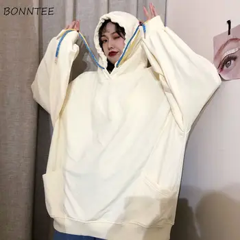 

Hoodies Women with Pockets Oversize Korean Ulzzang Students Sweatshirts All-match Womens Hooded Loose Leisure 2020 Autumn New