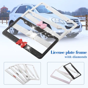 

31cmx16cm Women Luxury Handcrafted Rhinestone Frame Crystal License Plate Bling for Car Truck Vehicle for Toyota BMW Audi VW