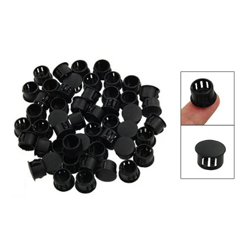 COFA 9/16" Dia Head Plastic Locking Hole Plugs Black 50 Pcs