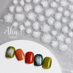 1Pcs White Flower Nail Tansfer Sticker White Clouds stars moon  Nail Sticker Transfer Nails Sticky Stickers Manicure Sliders Aha
