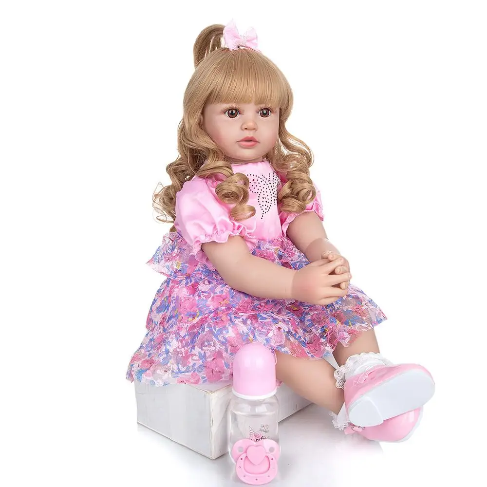 

60CM Silicone Vinyl baby Reborn Girl doll Lifelike Baby princess Doll Newborn Toddler Toys for children Birthday Gift