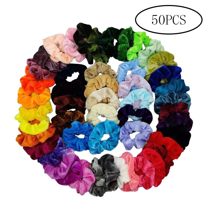 50pcs-бархатное кольцо для волос Золотое бархатное женское модное кольцо для волос большое кольцо для кишки