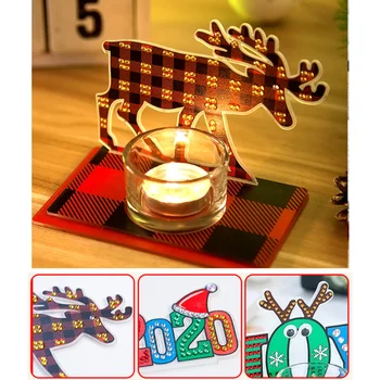 

DIY Diamond Painting Christmas Candle Holder Handmade 3D three-dimensional Puzzle 5D Diamond Mosaic Kit Desk Decoration