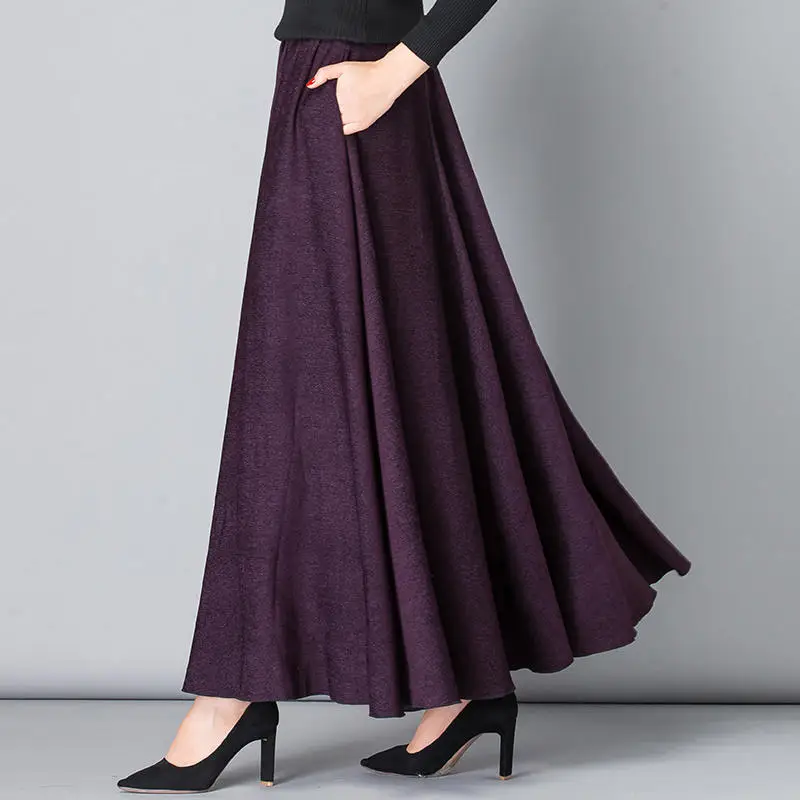 Винтажные женские юбки s Saia, осенне-зимняя юбка с высокой талией, женские элегантные юбки, Повседневная Длинная женская юбка с принтом, Jupe Femme Q2133