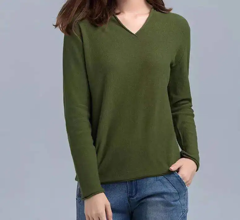 

2019 Beautiful Loose Cotton Minimalist Sweater Long-sleeved Pullover