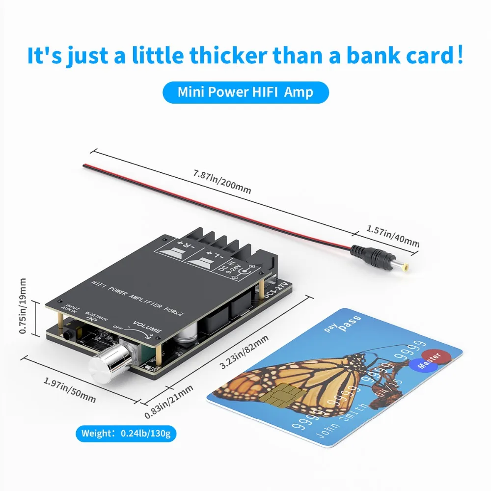 Fosi Audio Bluetooth 5.0 Audio Receiver Amplifier Board Wireless Power Digital AUX Amp Module Bass & Treble TPA3116D2 50W x2