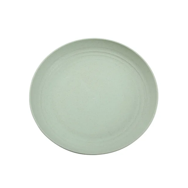 25cm High Quality Dinner Plate Wheat Straw Plate Solid Color Plate Fruit Dishes Tableware Bone Dish Eco Friendly Unbreakable Green