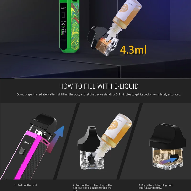 Новейший набор Smok RPM40 Pod 40W Vape mod с 4 3 мл/4 5 мл картридж TFT 0 96 экран система Kit vs smok