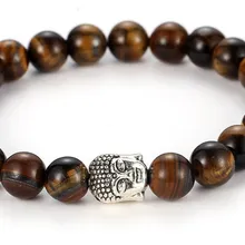 8mm cgf424 gold silver ball picture stone nature yellow Tigereye Buddha Lion head Bracelet Reiki Chakra Fashion Jewelry