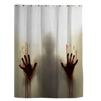 

Halloween Shower Curtain Polyester Window Curtains with Bloody Hands for Halloween Bathroom LXY9