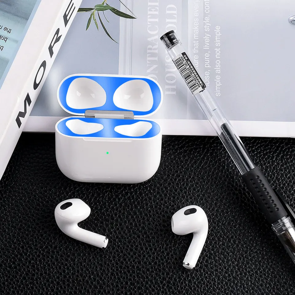 Adesivo Antipolvere Per AirPods 1/2/3 - Protezione Interna In Metallo, Design Flip, Colore Argento - Foto 6