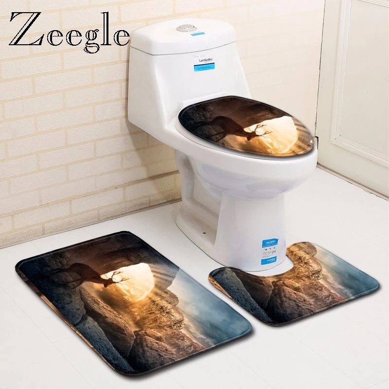 Zeegle 3 шт. коврик для ванной комплект абсорбирующий туалетный пьедестал коврик для ног Противоскользящий коврик для ванной комнаты коврик для душа мягкий коврик для ног туалетный набор