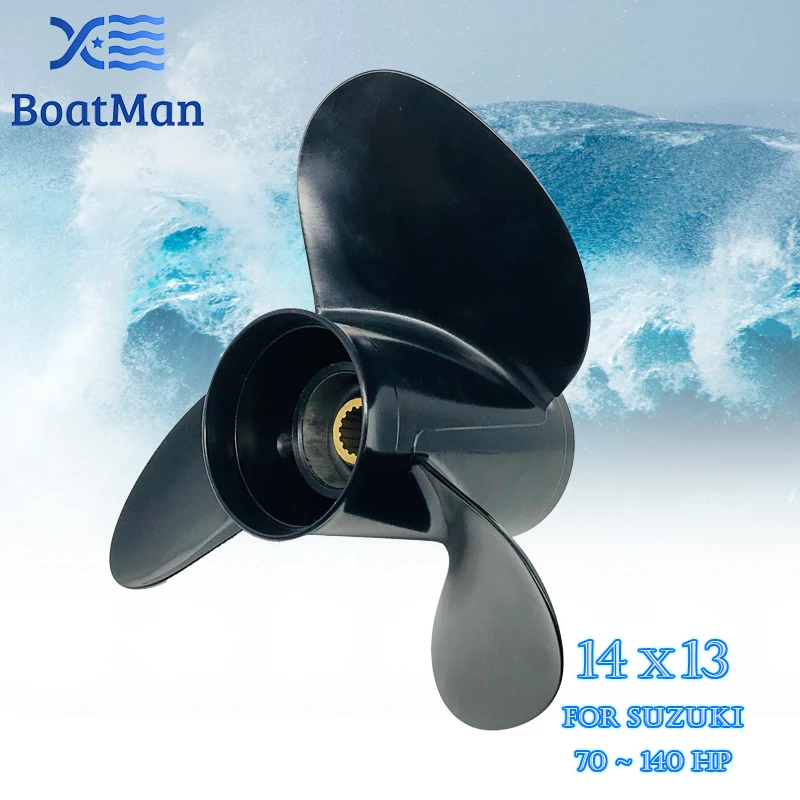 Boat Propeller 14x13 For Suzuki Outboard Motor 70-140 HP Aluminum 15 Tooth Spline Engine Part Factory Outlet 58100-87L00-019