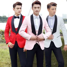 Мужской модный большой платок с отворотом, комплект из 3 предметов, розовый, красный, синий, белый, черный, Свадебный костюм жениха, качественный жаккардовый Банкетный смокинг