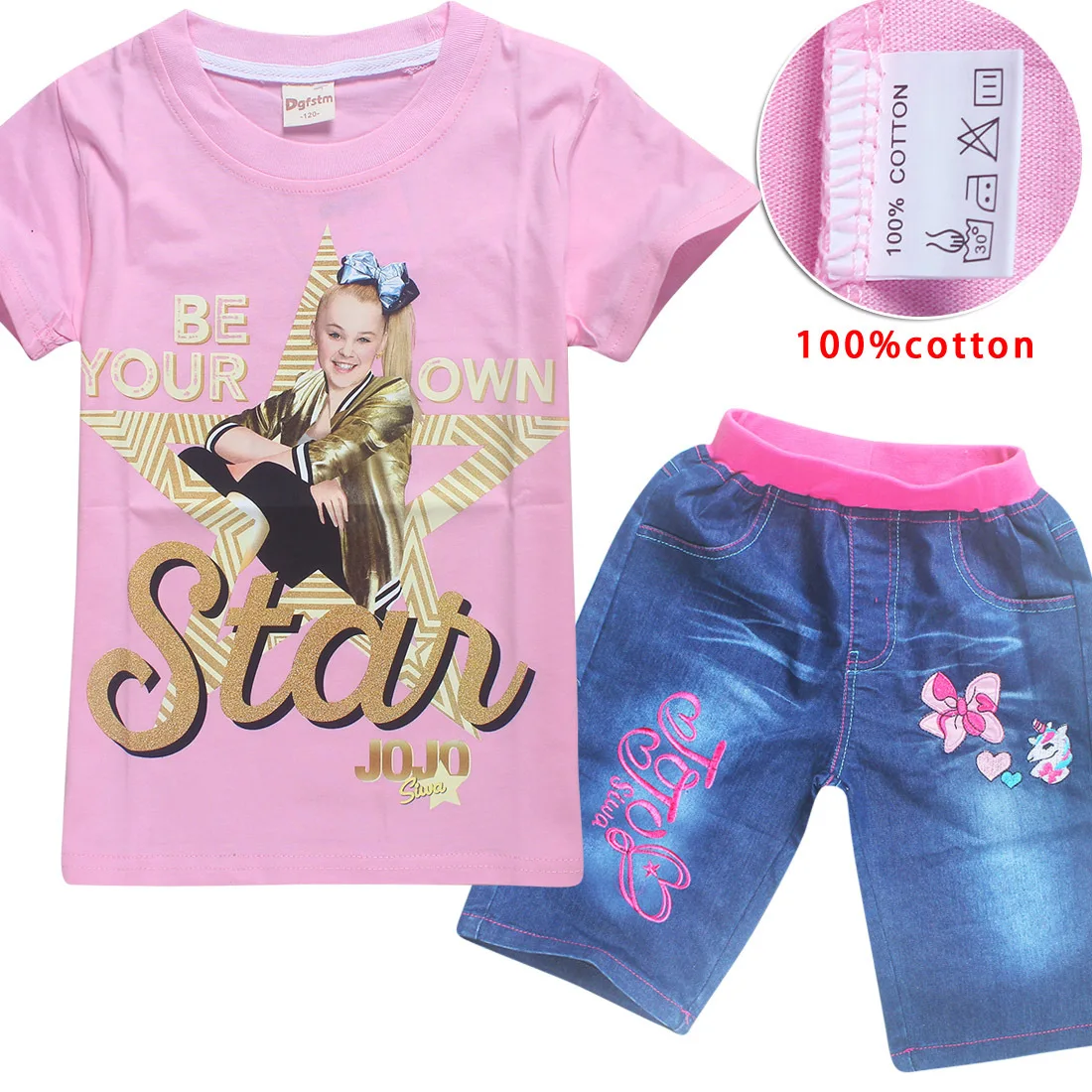 JOJO SIWA/Детские футболки хлопковые футболки для маленьких девочек комплекты с короткими рукавами для мальчиков и девочек футболки Одежда для девочек 10-12 лет - Цвет: S8361-pink
