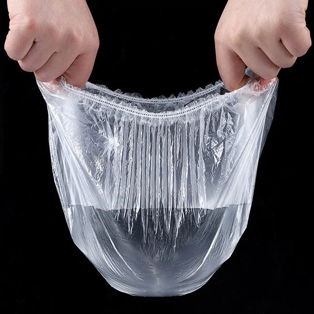 50/100pcs Disposable Food Cover Plastic Wrap Elastic Food Lids For Fruit Bowls Cups Caps Storage Kitchen Fresh Keeping Saver Bag