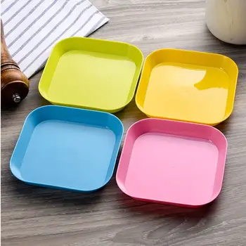 

8pcs 15cm Fruit Snack Plates Deep Square Plates Plastic Anti-shock Brief Fruit Plate Living Room Candy Dry Food Dishes