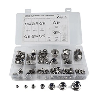

120Pcs Stainless Steel Flange Nylon Lock Nut M3-M12