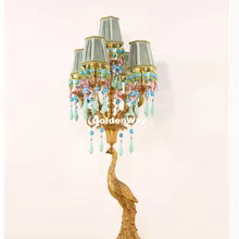 Настольная лампа медный Павлин гостиная настольная лампа спальня прикроватная лампа Роскошная Ретро медная Золотая основа для настольной лампы