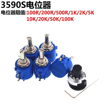 

5 PCS Precision Multi-turn Wire Wound Potentiometer 3590S-2-103L 502L 104L 1K5K10K100K Measuring Knob