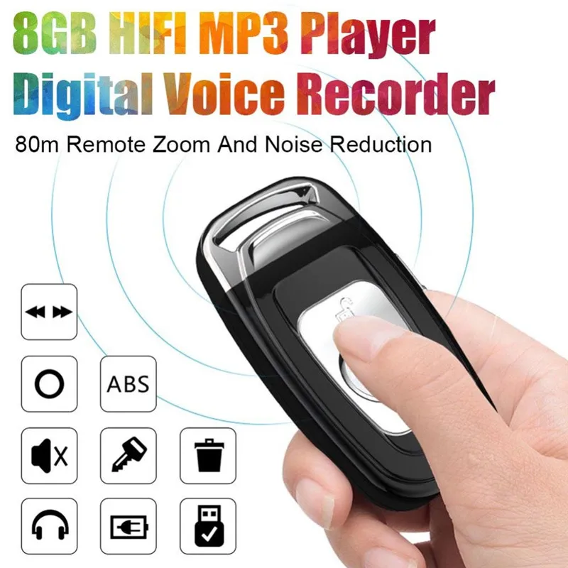 SmallestDigitalVoiceRecorderMiniCarKeyAudioDictaphone
