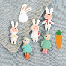Doux et belle imperméable fille épingle lapin costume garçon épinglettes broches lapin carotte émail badge dessin animé bijoux fille cadeau(China)