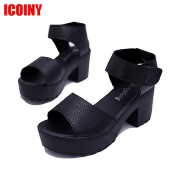 

Woman Sandals Summer 2020 Ankel Strap Sandel shoes Women High-heeled Shoes Thick Heel Open Toe Platform Sandals Platform White