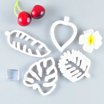 

4Pcs/Set Reusable Cutter Molds Tropical Leaves Plastic DIY Baking Tool 3D Handmade Mould White Kitchen Supplies Cake Decoration