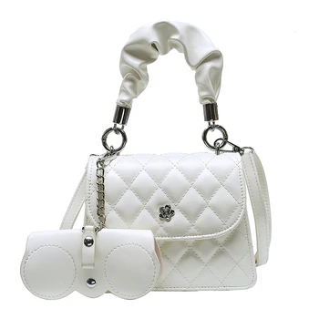 

Designer Diamond Pattern Women Shoulder Bags Fashion 2pcs Set Tote Bags 2020 New Ladies Chain Handbags Glasses Bag Crossbody Bag