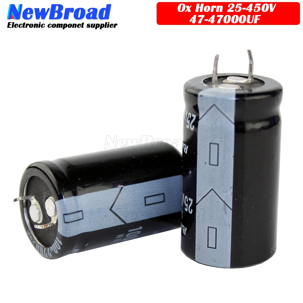 2pcs Ox Horn Capacitance 25V 35V 50V 63V 200V 220V 250V 400V 450V 47UF 100UF 220UF 1000UF 100V6800UF 10000UF 15000UF 47000UF electrolytic capacitor aluminum capacitor aluminum electrolytic capacitor