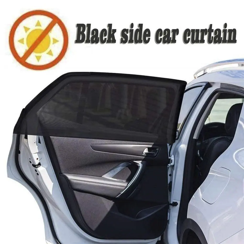 1 Pair Car Sun Visor Front/Rear Window Sun Shade Net Mesh Design Black Auto Sunshade Curtain