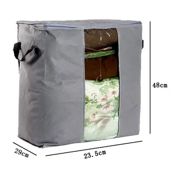 

Non-woven Cloth Clothing Quilt Storage Bag High Quality Organizer Storage Portable charcoal Bag Box Bamboo Non-woven Big Be X0X6