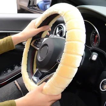 

Steering-wheel Plush Car Steering Wheel Covers Winter Car Interior 38cm Short Plush Steering Wheel Cover Anti-slip