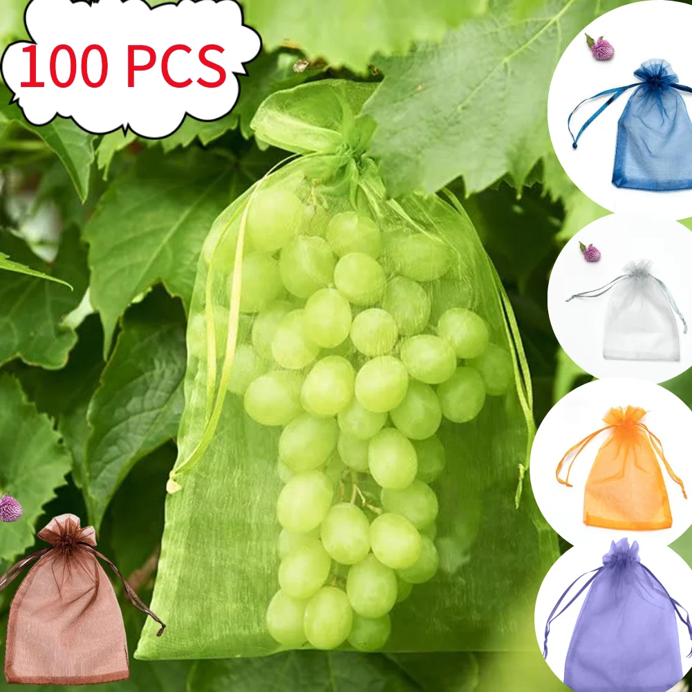 100Pcs Prevent Grape Fruit Mosquitoes Bag Anti Bird Drawstring Net Pest Control Pouch Storage Net Plant Protective Net Pest
