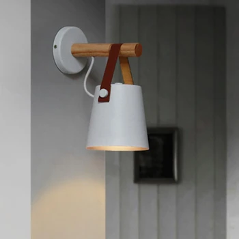 

Sale Designer Black/White Iron Lampshade Wall Lamps LED Wood Belt Wall Lights Dining Room Bedside Bedroom Wall Lamp Luminaire