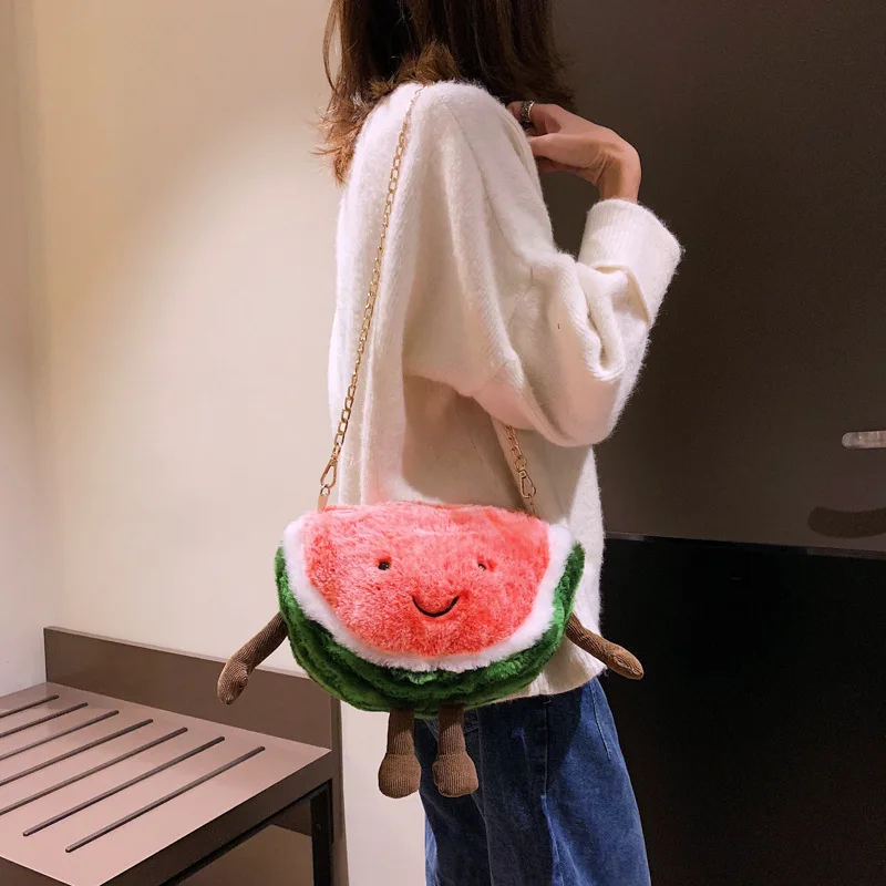

Winter Funny Bag Women's 2108 New Style Adorable Plush Chain GIRL'S Students Cute Shoulder Bag Women's Winter Versatile
