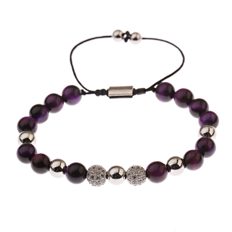 Beaded Bracelet Stone Bead Bracelet Tiger Eyes Beads CZ Ball Beads Men