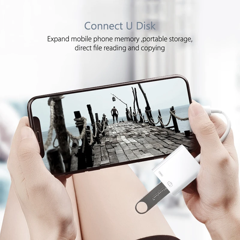 OTG адаптер для iPhone 11 Pro XS XR 8 USB флеш накопитель Lightning Usb камеры конвертер клавиатуры