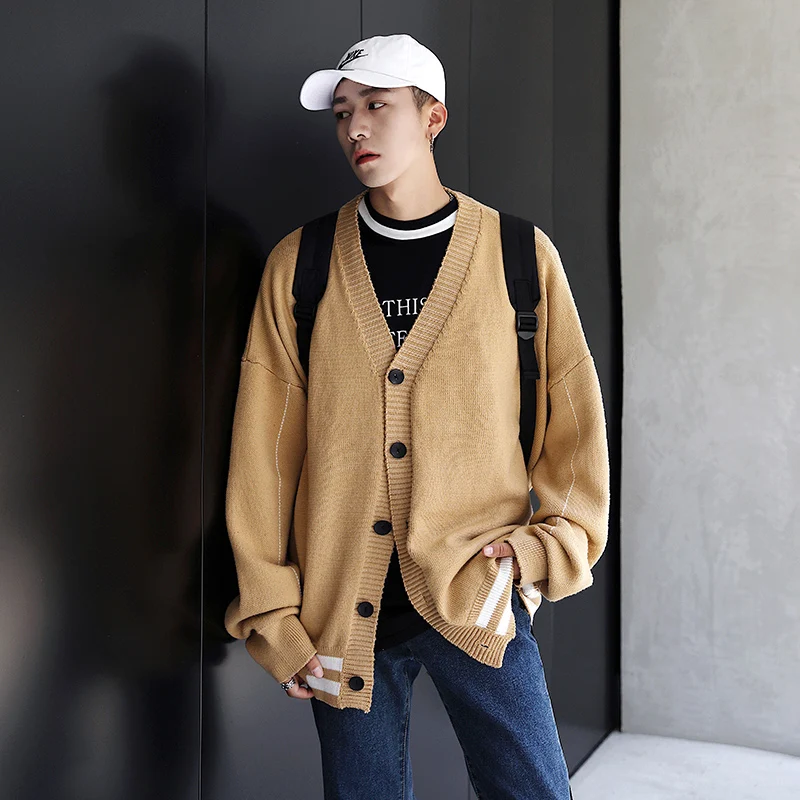 LAPPSTER кардиган мужской корейской одежды мужской s Harajuku черный свитер Desginer винтажный зимний свитер одежда с длинными рукавами - Цвет: Khaki