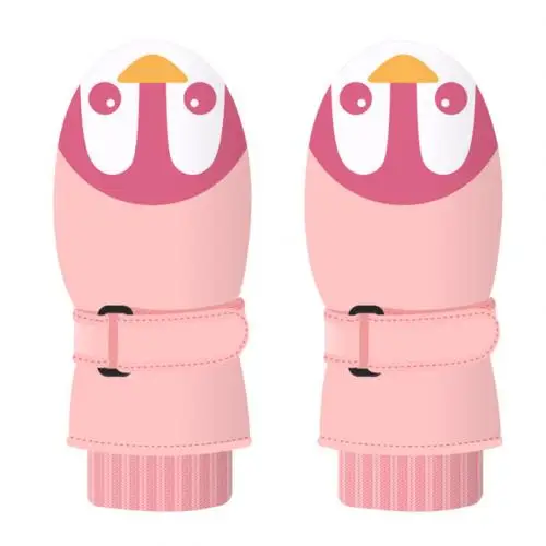 Милые детские зимние водонепроницаемые толстые теплые лыжные перчатки для сноубординга - Цвет: Pink Baby