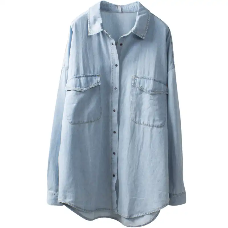 light blue denim blouse