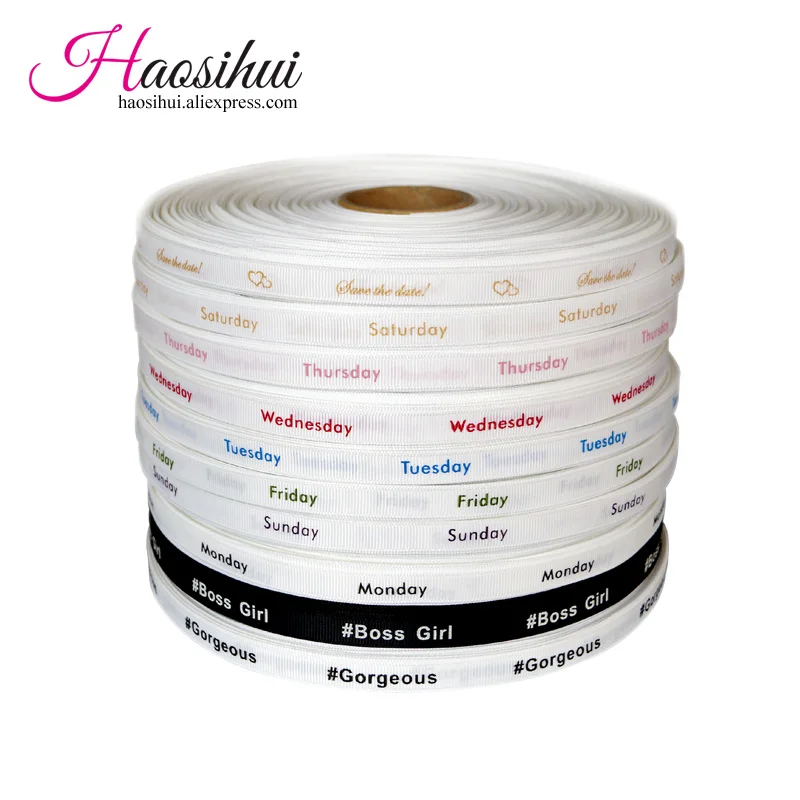 Бесплатный дизайн 3/8 дюйма (10 мм) Grosgrain персонализированная печатная лента для