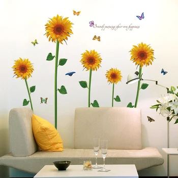 

Self-adhesive Butterfly Sunflower Window Glass Wall Stickers Vinyl Decals Home Decor Exquisite Poster Stickers Home Decoration