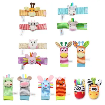 

Newborn Animal Rattle Plush Wristwtatch Strap Baby Soft Sock Infant Cartoon Toys