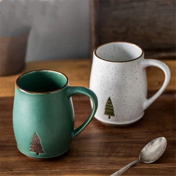 

Creative Breakfast Ceramic Mug Couple Coffee Milk Office Water Cup Pine 2 Pack/Set